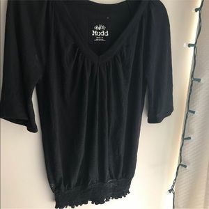Mudd mix-sleeve black top